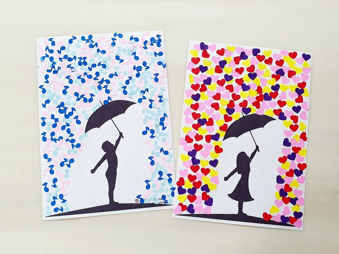비 오는 날, 아이와 함께 '음표 하트 비' 아트놀이! ☔️🎨