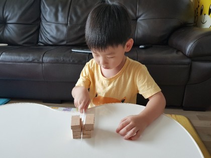 [엄마표가베] 4가베 - 아기돼지 삼형제 (다양한 면적으로 쌓고 불기)