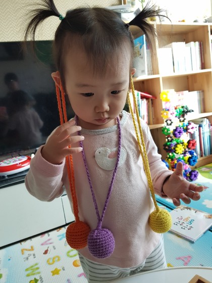 [엄마표가베] 1가베- 귀걸이 목걸이, 코끼리와 거미줄 놀이