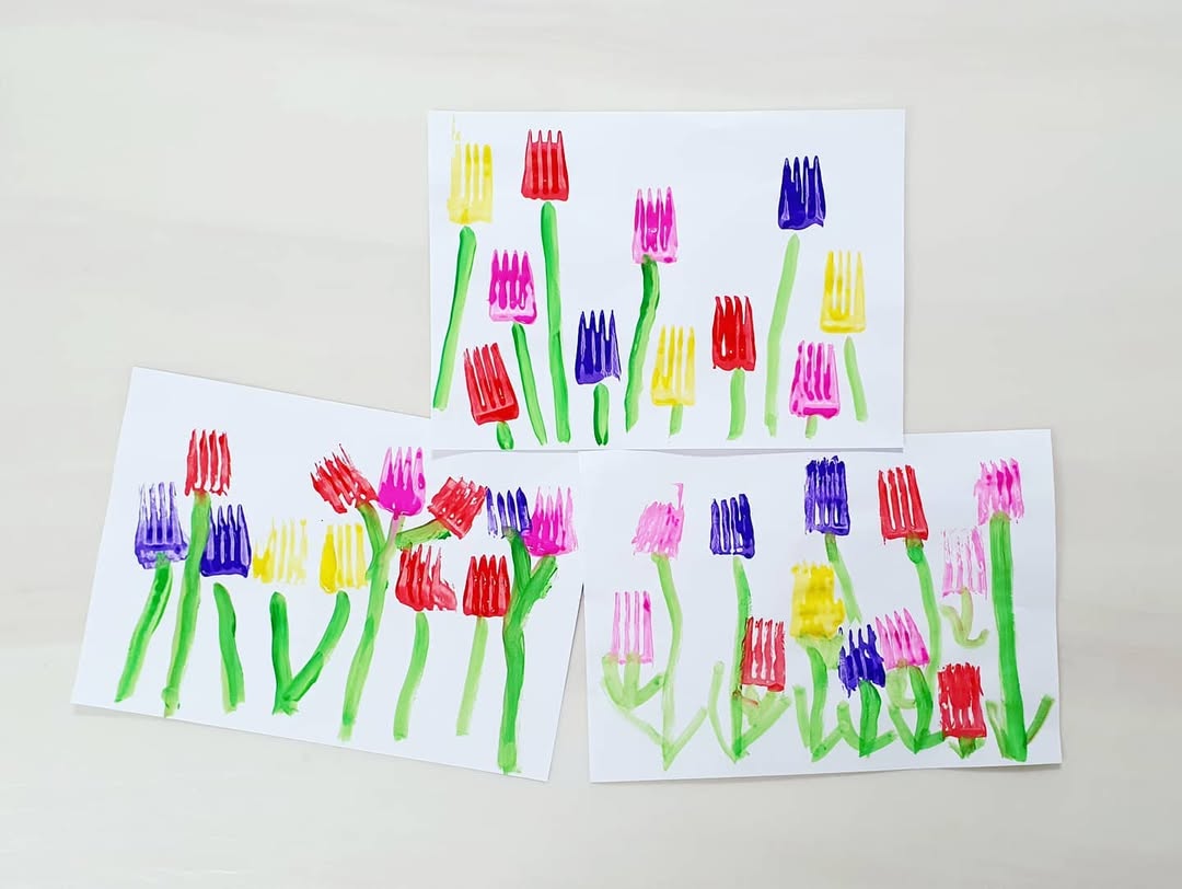 봄이 오나 봄! 🎨 일회용 포크로 만드는 알록달록 튤립 미술놀이
